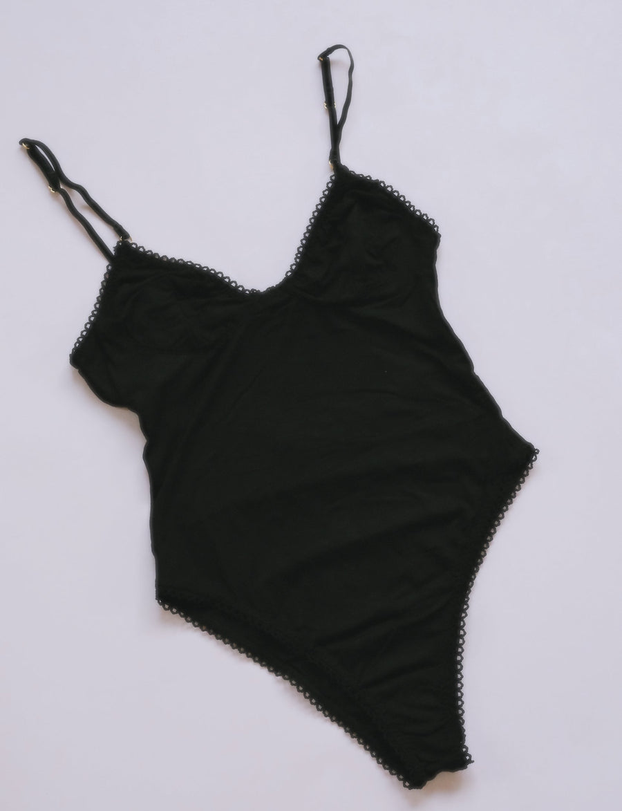 Bamboo Black Bodysuit